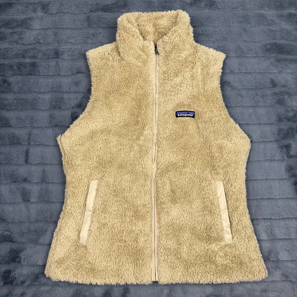 Patagonia Los Gatos Fleece Vest Tan Beige Full Zip Womens Medium 25216